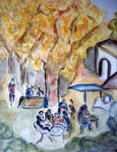 Voir le détail de cette oeuvre: cafe sous arbre d'automne
